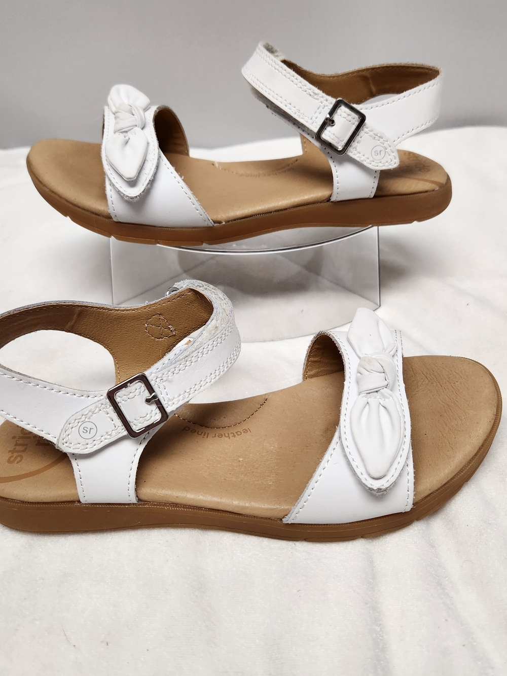 Stride Rite White Leather Knot Strap Sandals